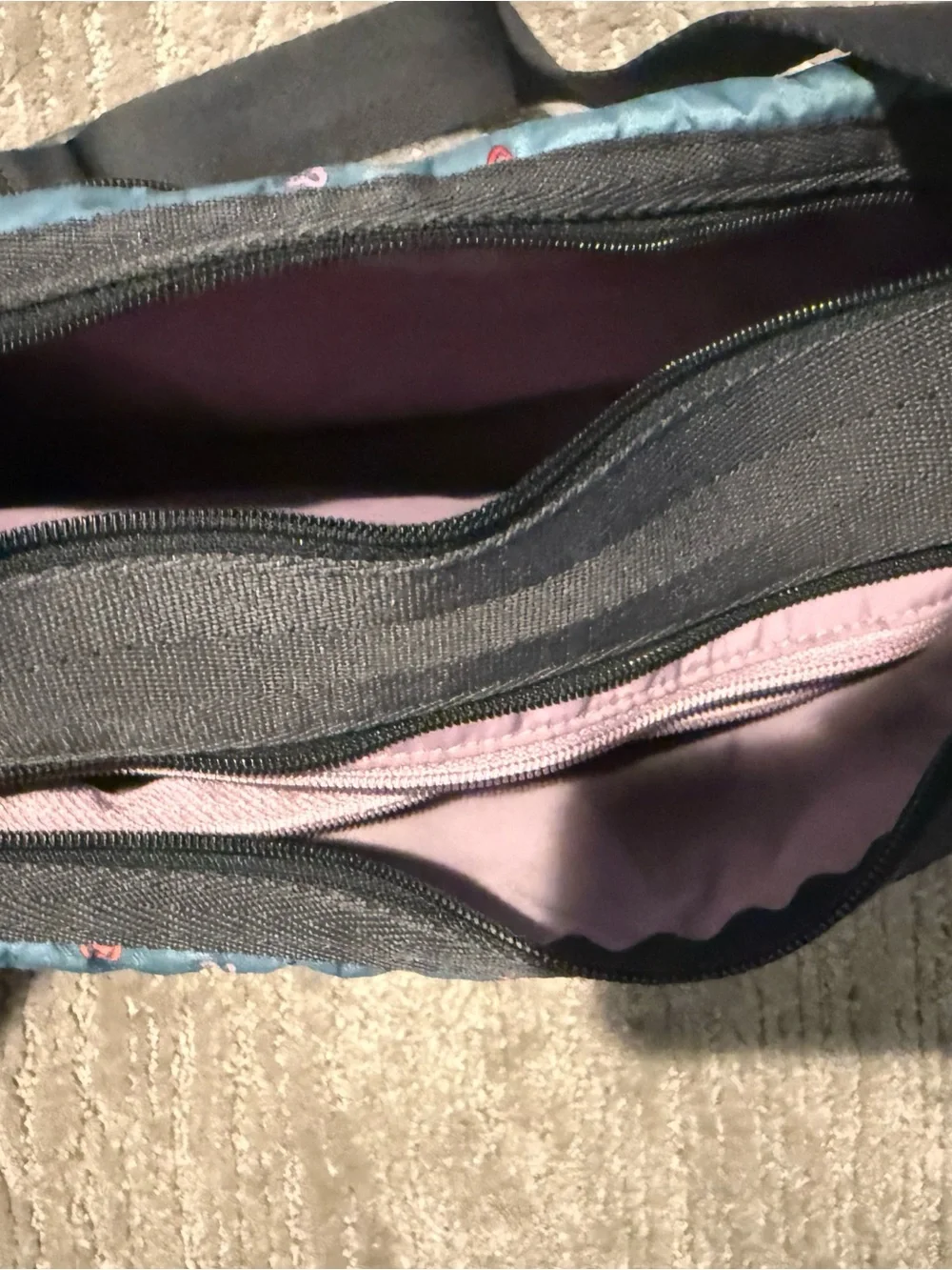 Lesportsac Teal w hearts cross body bag